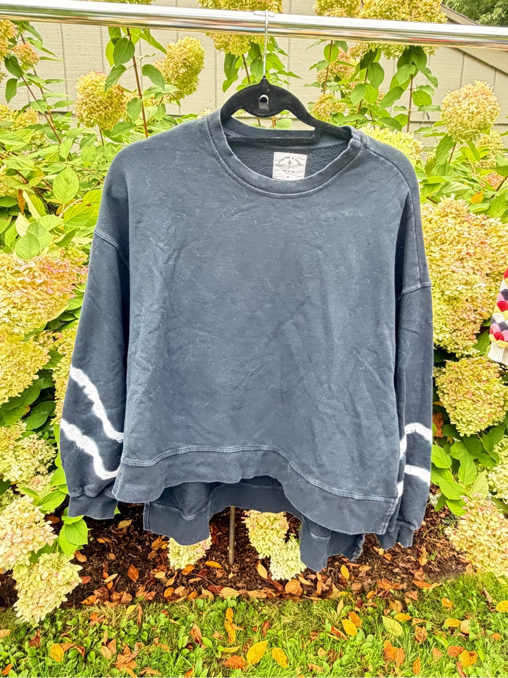 Electric & Rose Black Sweatshirt with White Sleeve Stripes